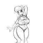  anthro anthrofied big_breasts breasts camel_toe clothing collar equid equine female friendship_is_magic hand_behind_head hasbro hi_res horse huge_breasts mammal monochrome my_little_pony nipple_outline octavia_(mlp) panties pony pose simple_background sketch slashysmiley solo thick_thighs thong tongue tongue_out underwear white_background whitekitten wide_hips 