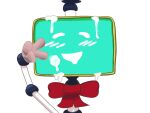  after_sex blush bodily_fluids bow_tie cum cum_on_face eyes_closed female genital_fluids gesture looking_pleasured machine monita_(nintendoland) nintendo nintendoland robot screen screen_face simple_background smile solo unknown_artist v_sign video_games white_background 