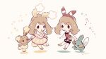  2girls animal_ears bangs bike_shorts blush bow_hairband brown_eyes brown_hair buneary bunny_ears closed_mouth dual_persona eye_contact eyebrows_visible_through_hair gen_3_pokemon gen_4_pokemon hairband holding_hand long_hair looking_at_another may_(pokemon) mudkip multiple_girls pantyhose pokemon pokemon_(creature) pokemon_(game) pokemon_masters_ex pokemon_oras shirt shoes short_sleeves shorts signature sleeveless sleeveless_shirt starter_pokemon white_shorts wrist_cuffs yellow_legwear yurano_(upao) 