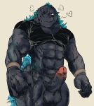  &lt;3 2021 abs anthro bottomless clothed clothing erection genitals ggan_ggandi godzilla godzilla_(series) humanoid_genitalia humanoid_penis kaiju male muscular muscular_male one_eye_closed penis shirt solo toho topwear 