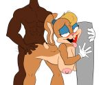  all_fours ambiguous_penetration anthro artybear blonde_hair blush breasts dark_body dark_skin doggystyle duo female female_penetrated fluffy fluffy_tail from_behind_position fur hair hi_res human human_on_anthro interspecies lagomorph leporid lola_bunny looking_pleasured looney_tunes male male/female male_penetrating male_penetrating_female mammal multicolored_body multicolored_fur nipples orange_body orange_fur penetration rabbit sex simple_background tongue tongue_out two_tone_body two_tone_fur warner_brothers white_background 