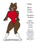  absurd_res animal_humanoid anthro big_breasts breasts character_description curvy_female curvy_figure curvy_hips english_text female hi_res humanoid leandrojimenez mammal mammal_humanoid model_sheet original_creation solo text ursid ursid_humanoid wrestler wrestler_costume wrestling 