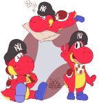  absurd_res alpha_channel anthro clothing cookie food hat headgear headwear hi_res male mario_bros nintendo pillow red_body red_yoshi simple_background sketch_page sleeping solo standing transparent_background video_games warlordhunter01 yoshi 