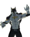  absurd_res alpha_channel anthro big_muscles black_body black_fur black_hair blonde_hair fur hair hi_res male muscular muscular_male solo unknown_artist vortiganshine white_body yellow_body yellow_eyes yellow_fur 