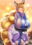  animal_humanoid big_breasts biped blonde_hair blurred_background blush breasts canid canid_humanoid canine canine_humanoid clothed clothing curvy_figure dipstick_tail dress eyelashes female fluffy fluffy_tail fox_humanoid front_view fully_clothed fur glistening glistening_hair hair hi_res huge_breasts humanoid humanoid_hands inner_ear_fluff leaning leaning_forward light_body light_skin looking_at_viewer mammal mammal_humanoid monotone_hair multi_tail multicolored_body multicolored_fur multicolored_tail outside portrait pupils ran_yakumo short_hair slit_pupils smile solo standing tabard three-quarter_portrait touhou tuft two_tone_body two_tone_fur two_tone_tail video_games voluptuous white_body white_clothing white_dress white_fur white_inner_ear_fluff wide_hips wildcatf14 yellow_body yellow_eyes yellow_fur 