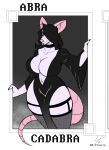  anthro black_hair breasts choker cleavage clothed clothing collar dpronin dress ear_piercing ear_ring female hair jewelry legwear magic magic_user makeup mammal mirror mirror_rat murid murine necklace piercing rat rodent solo stockings 