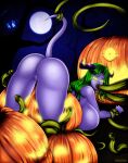  big_breasts blizzard_entertainment breast_squish breasts draenei female food franarok fruit genitals glowing glowing_eyes halloween hi_res holidays huge_breasts humanoid neira oral oral_penetration penetration plant presenting presenting_pussy pumpkin purple_body purple_skin pussy restrained solo squish tentacle_in_mouth tentacle_penetration tentacles video_games vines warcraft 