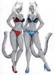  absurd_res angelica_(allmostpure) anthro breasts cleavage clothed clothing divinekitten domestic_cat duo felid feline felis female hair hi_res incest_(lore) lilith_(allmostpure) mammal navel russian_blue sibling simple_background sister tagme white_background white_hair 