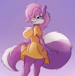  anthro breasts chest_tuft clothing dress female fifi_la_fume hair hair_over_eye hi_res looking_at_viewer mammal mephitid one_eye_obstructed side_boob skunk solo solratic sundress tiny_toon_adventures tuft warner_brothers 
