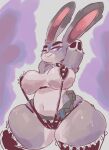  absurd_res anthro arm_tuft big_breasts bikini black_body black_fur breasts clothed clothing collar curvy_figure disney elbow_tufts female fur grey_body grey_fur hair hands_behind_head hi_res judy_hopps kiseff lagomorph legwear leporid looking_at_viewer mammal multicolored_body multicolored_fur multicolored_hair navel portrait pose rabbit skimpy slightly_chubby sling_bikini smile solo spiked_collar spikes standing swimwear thick_thighs thigh_highs three-quarter_portrait tuft two_tone_body two_tone_fur voluptuous wide_hips zootopia 
