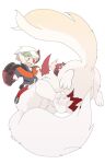  2_fingers 3_toes 4_fingers 4_toes ambiguous_gender blush bodily_fluids brendan_(pok&eacute;mon) butt chest_tuft claw_growth claws crotch_tuft duo ear_growth fangs feet feral finger_claws fingers fluffy fluffy_tail fur fur_growth green_eyes growth hi_res human human_to_feral looking_at_another male mammal mid_transformation nintendo open_mouth pok&eacute;mon pok&eacute;mon_(species) rear_view red_body red_fur semi-anthro shaded simple_background species_transformation sweat syo_you9 toe_claws toes tongue tongue_out transformation tuft video_games white_background white_body white_fur zangoose 