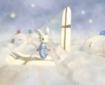  biped clothing detailed_background fur kemono lagomorph leporid mammal night outside overalls plant rabbit snow star tree utsuki_maito white_body white_fur 