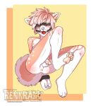 anthro ball_gag bdsm blindfold blush blush_lines bondage bound canid canine canis gag hi_res male mammal pawpads renkrai solo submissive submissive_male wolf 