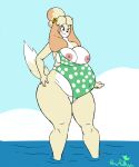  absurd_res animal_crossing anthro awful_lad belly big_belly big_breasts blush breasts camel_toe canid canine canis clothed clothing domestic_dog exposed_breasts female hi_res isabelle_(animal_crossing) mammal nintendo nipples one-piece_swimsuit pregnant shih_tzu solo swimwear thick_thighs toy_dog video_games wide_hips 