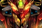  absurdres close-up dinosaur dynarex dynazenon_(character) face glowing glowing_eyes highres mecha no_humans sharp_teeth solo ssss.dynazenon teeth tsukasawa_takamatsu 