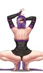  1girl barefoot highres lerark nail_polish purple_hair rider squatting white_background 
