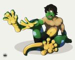  anthro black_hair bulge clothing gecko green_body green_scales hair human human_to_anthro lizard male mammal mid_transformation reptile scales scalie sky3 solo species_transformation transformation underwear 