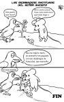  ambiguous_gender anthro avian bird comic duo feral flower gastropod hi_res mammal mollusk monochrome mouse murid murine nude plant quesito_(zentagas) rodent snail spanish_text text translated zentagas 