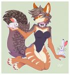  2021 4_toes 5_fingers anthro bodysuit bow_tie breasts canid canine canis cheek_tuft claws clothed clothing digital_media_(artwork) dipstick_ears dipstick_tail ear_piercing eyebrows eyelashes facial_tuft feet female fhyra fingers hi_res inner_ear_fluff jackal ketty mammal multicolored_ears multicolored_tail piercing simple_background skinsuit smile tight_clothing toe_claws toes tuft whiskers yellow_eyes 