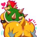  &lt;3 anthro anus armband big_butt bowser butt butt_grab duo hair hand_on_butt hi_res horn koopa looking_back male mario_bros marlon.cores nintendo perineum rear_view red_hair scalie shell simple_background solo_focus spiked_armband spiked_shell spikes spikes_(anatomy) video_games white_background yellow_body 