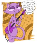  anthro breasts bremen_avenue_experience domestic_cat felid feline felis female flaminhotcheatoes fur guitar jessica_(bae) mammal musical_instrument nipples nude plucked_string_instrument purple_body purple_fur solo string_instrument zokva 