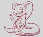  2020 3_fingers 4_arms anthro apode chibi cobra digital_drawing_(artwork) digital_media_(artwork) draconcopode fangs fingers glek_tarssza happy legless male multi_arm multi_limb naga open_mouth open_smile reptile scales scalie serpentine simple_background sketch skydrynn smile snake snake_hood solo ta&#039;rall teeth 