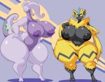  after_transformation anthro big_breasts breasts curvy_figure digitigrade duo fangs featureless_crotch felid female fur gastropod gender_transformation goodra huge_breasts huge_hips huge_thighs jaeh legendary_pok&eacute;mon mammal mollusk nintendo nipples nude open_mouth overweight overweight_female pok&eacute;mon pok&eacute;mon_(species) smile thick_thighs transformation video_games voluptuous yellow_body yellow_fur zeraora 