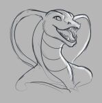  2020 ambiguous_gender anthro bust_portrait cobra digital_drawing_(artwork) digital_media_(artwork) glek_tarssza open_mouth open_smile portrait reptile scales scalie sketch skydrynn smile snake snake_hood solo ta&#039;rall teeth tongue 