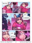  2021 anthro belly brown_body brown_fur clothing comic duo english_text eyes_closed fur hi_res humanoid_hands lagomorph leporid male mammal nintendo outside overweight overweight_male peppy_hare rabbit shirt spectral-bat star_fox text topwear video_games 
