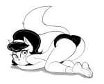  2021 all_fours anthro ass_up black_and_white blush clothed clothing dbaru domestic_cat felid feline felis female footwear hi_res kitty_katswell looking_at_viewer mammal monochrome nickelodeon panties socks solo t.u.f.f._puppy topless underwear 