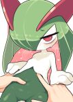  &lt;3 ambiguous_gender blush bodily_fluids crying duo fairy green_body green_hair hair hand_holding hands_on_belly hi_res holding_belly humanoid ino_(tellu0120) kirlia looking_at_viewer navel navel_fingering nintendo not_furry pok&eacute;mon pok&eacute;mon_(species) red_eyes simple_background solo_focus tears video_games white_background white_body 