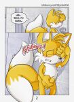 absurd_res alystaircat anthro blush bodily_fluids canid canine comic comic_page cum cumshot ejaculation erection fox fur genital_fluids genitals hi_res male mammal masturbation miles_prower nude orgasm penis shower solo sonic_the_hedgehog_(series) stroking young 