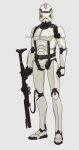  1boy armor clenched_hand clone_trooper energy_gun english_commentary full_body grey_background gun helmet holding holding_gun holding_weapon looking_at_viewer male_focus redesign ruben_menzel science_fiction solo standing star_wars visor weapon 