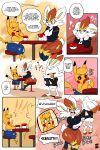  &lt;3_tail 2021 absurd_res anthro beverage blush butt cinderace cleft_tail comic cosplay_pikachu_(character) dialogue digital_media_(artwork) dipstick_ears dipstick_tail english_text eyes_closed female group hi_res joaoppereiraus kanna_(joaoppereiraus) multicolored_ears multicolored_tail nintendo onomatopoeia open_mouth pikachu pok&eacute;mon pok&eacute;mon_(species) scarlett_(joaoppereiraus) scorbunny short_stack signature sitting sound_effects speech_bubble text thick_thighs video_games 
