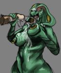  absurd_res anthro apode big_breasts bodily_fluids breast_grab breasts cobra cum cum_in_mouth cum_inside cum_on_breasts cum_on_face draconcopode erection female genital_fluids genitals green_body hand_on_breast hi_res hood legless male male/female naga nipple_piercing nipples non-mammal_breasts nude penis penis_grab piercing reptile rubbing_penis scalie serpentine simple_background sketch smile snake snake_hood solo tolerain_(artist) tongue tongue_out 