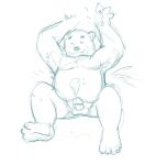  2008 anthro balls bodily_fluids cum cum_on_stomach eyes_closed genital_fluids genitals horrorbuns male mammal overweight overweight_anthro overweight_male penis simple_background sketch solo ursid white_background 