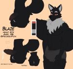  absurd_res anthro arm_tuft backsack balls big_penis black_body black_fur blaze_(blazethefox) blazethefox bodily_fluids boxers_(clothing) bulge butt canid canine canis clothing color_swatch crotch_tuft cum cum_drip dialogue dripping english_text erection facial_tuft flaccid foreskin fur genital_fluids genitals hi_res male mammal model_sheet navel partially_retracted_foreskin penis pubes red_eyes simple_background smile solo standing tan_background text tuft underwear vein wolf 