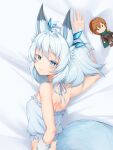  2021 3:4 alternate_version_at_source animal_humanoid bed_sheet bedding canid canid_humanoid canine canine_humanoid clothing female humanoid kaifuku_jutsushi_no_yarinaoshi kanon_(ecdfqne411w2ts8) looking_at_viewer looking_back mammal mammal_humanoid plushie setsuna_(kaifuku_jutsushi_no_yarinaoshi) smile wolf_humanoid 