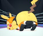  2021 anus blush butt clothing cosplay_pikachu_(costume) eye_roll female fur genitals hi_res mask masturbation nintendo open_mouth open_smile pikachu pikachu_libre pok&eacute;mon pok&eacute;mon_(species) pussy smile solo tecoco tongue video_games yellow_body yellow_fur 