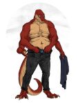  anthro belly clothed clothing crius hi_res intricatevision male multi_limb ostarn reptile scalie shirtless snake solo weight_gain 