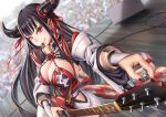  black_hair breasts cleavage guitar horns instrument japanese_clothes kobu_ride long_hair re:act red_eyes sideboob ushio_tia 