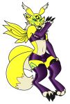  alpha_channel anthro balls bulge digimon digimon_(species) dipstick_tail floppsies genitals hi_res jewelry latex_armwear latex_bottomwear latex_legwear male multi_tail multicolored_tail necklace renamon_x solo tongue tongue_out x-digimon 