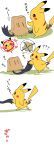  absurd_res anthro comic duo ghost hi_res humor japanese_text mimikyu nintendo paper_bag pikachu pok&eacute;mon pok&eacute;mon_(species) popemadara spirit text video_games 