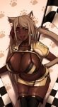  animal_humanoid big_breasts blush breasts cat_humanoid cleavage clothed clothing dark_body dark_skin felid felid_humanoid feline feline_humanoid female hi_res huge_breasts humanoid kevbot looking_at_viewer mammal mammal_humanoid solo 