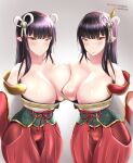  absurd_res accessory big_breasts black_hair blush breast_squish breasts breasts_frottage camel_toe capcom cleavage clothed clothing duo female female/female hair hair_accessory hi_res hinoa_(monster_hunter) huge_breasts humanoid humanoid_pointy_ears incest_(lore) long_hair minoto_the_hub_maiden monster_hunter monster_hunter_rise not_furry sibling sister squish suppuri twins video_games wide_hips wyverian 