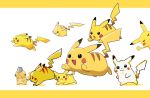  :&lt; :3 :d black_eyes closed_mouth commentary_request detective_pikachu detective_pikachu_(character) gen_1_pokemon gotcha! grey_headwear hat hatted_pokemon korean_commentary looking_at_viewer multiple_views no_humans open_mouth peeking_out pikachu pixel_art pokemon pokemon_(creature) smile solid_circle_eyes ssalbulre standing toes tongue wrinkled_frown_(detective_pikachu) 