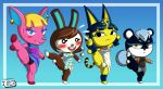  absurd_res animal_crossing ankha_(animal_crossing) anthro black_body black_eyes black_fur blonde_hair blue_eyes blue_hair blush brown_body brown_fur brown_hair carmen_(animal_crossing) cervid clothed clothing domestic_cat dress ear_piercing egyptian exercise eyewear felid feline felis female fuchsia_(animal_crossing) fur group hair hi_res hooves jackintaro lagomorph leporid mammal nintendo panties panty_shot pawpads paws piercing pink_body pink_fur rabbit rodent sciurid simple_background tasha_(animal_crossing) underwear video_games yellow_body yoga 