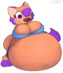  alpha_channel anthro belly bent_over big_belly big_breasts breasts canid canine clothed clothing cloud_mcfox female fox foxball fully_clothed hair hands_behind_back hyper hyper_belly inflation lying mammal on_front solo standing 