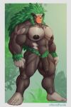  anthro balls brown_balls brown_body brown_penis genitals green_hair hair hi_res hunnipanda male mammal muscular muscular_anthro muscular_male nintendo nipples nude pecs penis pok&eacute;mon pok&eacute;mon_(species) primate rillaboom solo standing video_games 