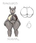  absurd_res anthro big_breasts big_butt bikini bikini_thong breasts butt cleavage clothed clothing female grey_body hi_res huge_butt mammal piercing rhinocerotoid solo swimwear tansau thick_thighs 